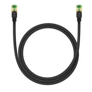 Pintas "Cat 8" tinklo kabelis "Baseus Ethernet RJ45", 40Gbps, 1 m (juodas)