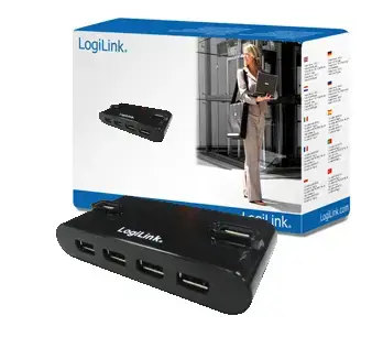 LOGILINK 4 prievadų USB.2.0 šakotuvas su maitinimo šaltiniu (juodas) UA0085