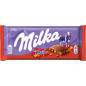 Šokoladas MILKA Daim, su migdolų karamelės gabalėliais, 90 g