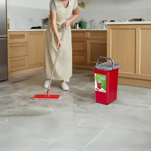 Plokščia šluostė + kibiras + teleskopinis strypas + 2 x mikropluošto padas 5,7 l grindų valymo rinkinys XXL su besisukančia galvute