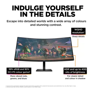 HP OMEN by HP 34c, 86,4 cm (34"), 3440 x 1440 taškų, "Wide Quad HD", LED, 1 ms, juodas