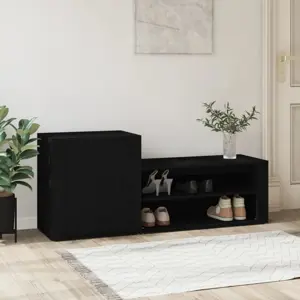 Spintelė batams, juodos spalvos, 130x35x54cm, apdirbta mediena