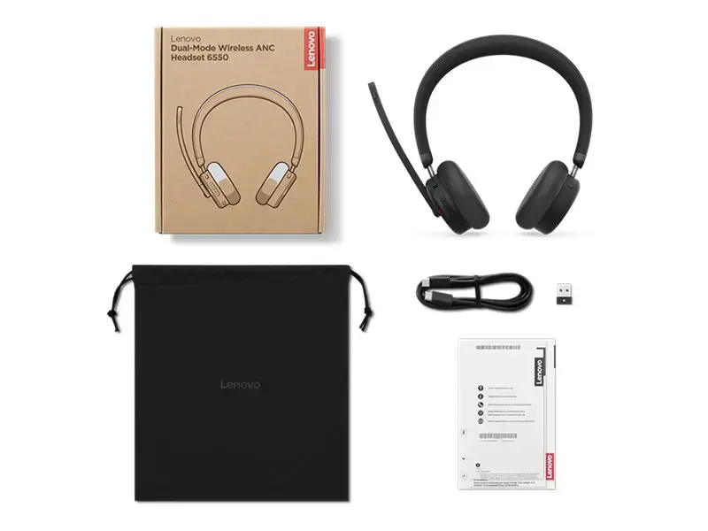 Lenovo Dual-Mode Wireless ANC Headset 6550 (USB-A, Teams) | 4XD1S19777 | Built-in microphone | Bluetooth | Black