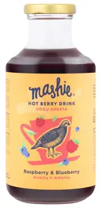 Uogų tyrė MASHIE Original, aviečių ir mėlynių, 500 ml.