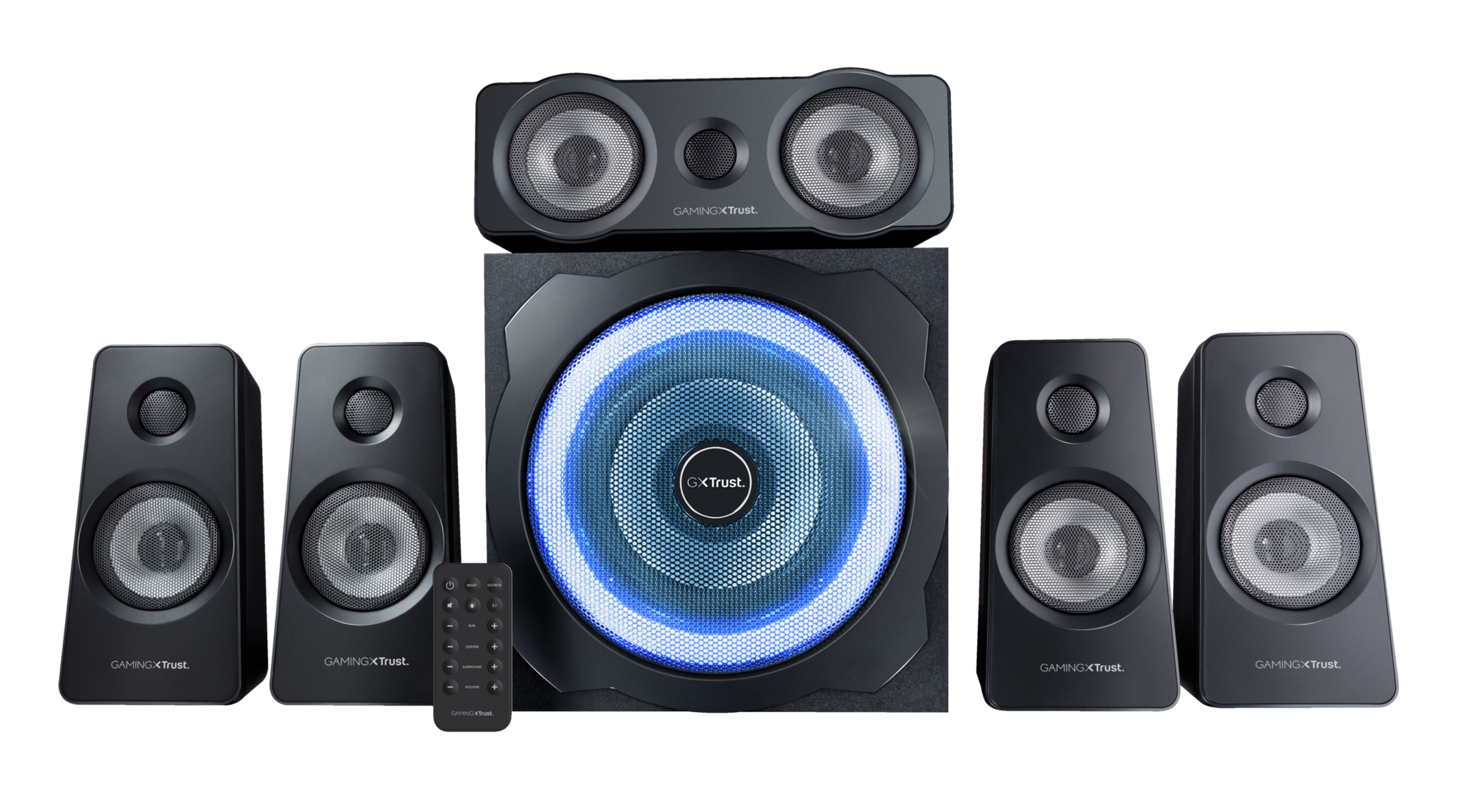 "Trust GXT 658 Tytan 5.1", 5.1 kanalų, 90 W, universalus, juodas, belaidis, 8 m