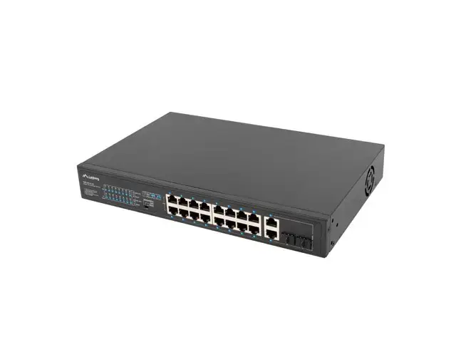 LANBERG RSFE-16P-2C-150 Komutatorius 16x 100Mb PoE+/2x Combo Gigabit 150W nevaldomas