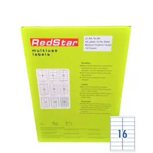 "RedStar Paper" A4 formato popierius. 16 lentelių viename lape, 100 psl.