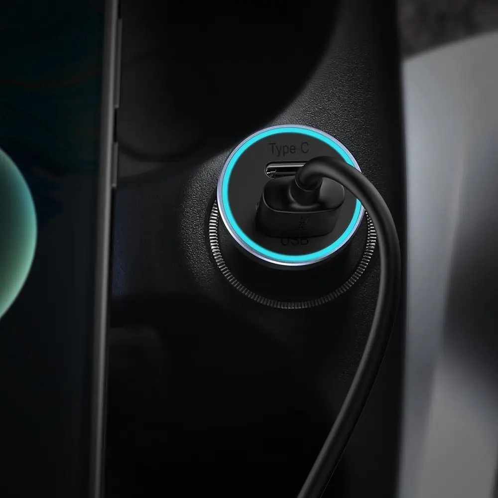 "Baseus Golden Contactor Pro" automobilinis įkroviklis, USB + USB-C, QC4.0+, PD, SCP, 40 W (tamsiai pilkas) su C tipo ir iP 1 m ilgio kabeliu, juodas