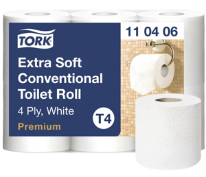 Tualetinis popierius TORK Premium Extra Soft Conventional T4, 4 sl., 9.7cmx19.1m, 110406, 6 vnt./pak