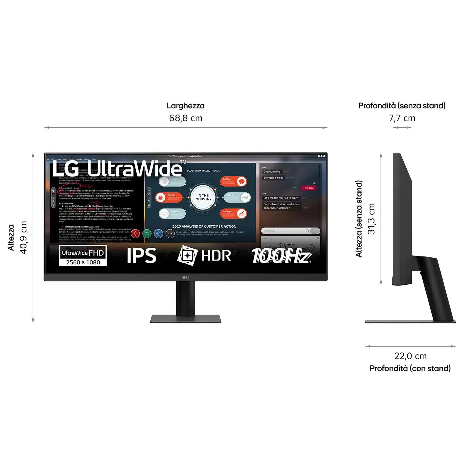 LG 29U511A-B, 73.7 cm (29"), 2560 x 1080 pixels, WFHD, LCD, 5 ms, Black