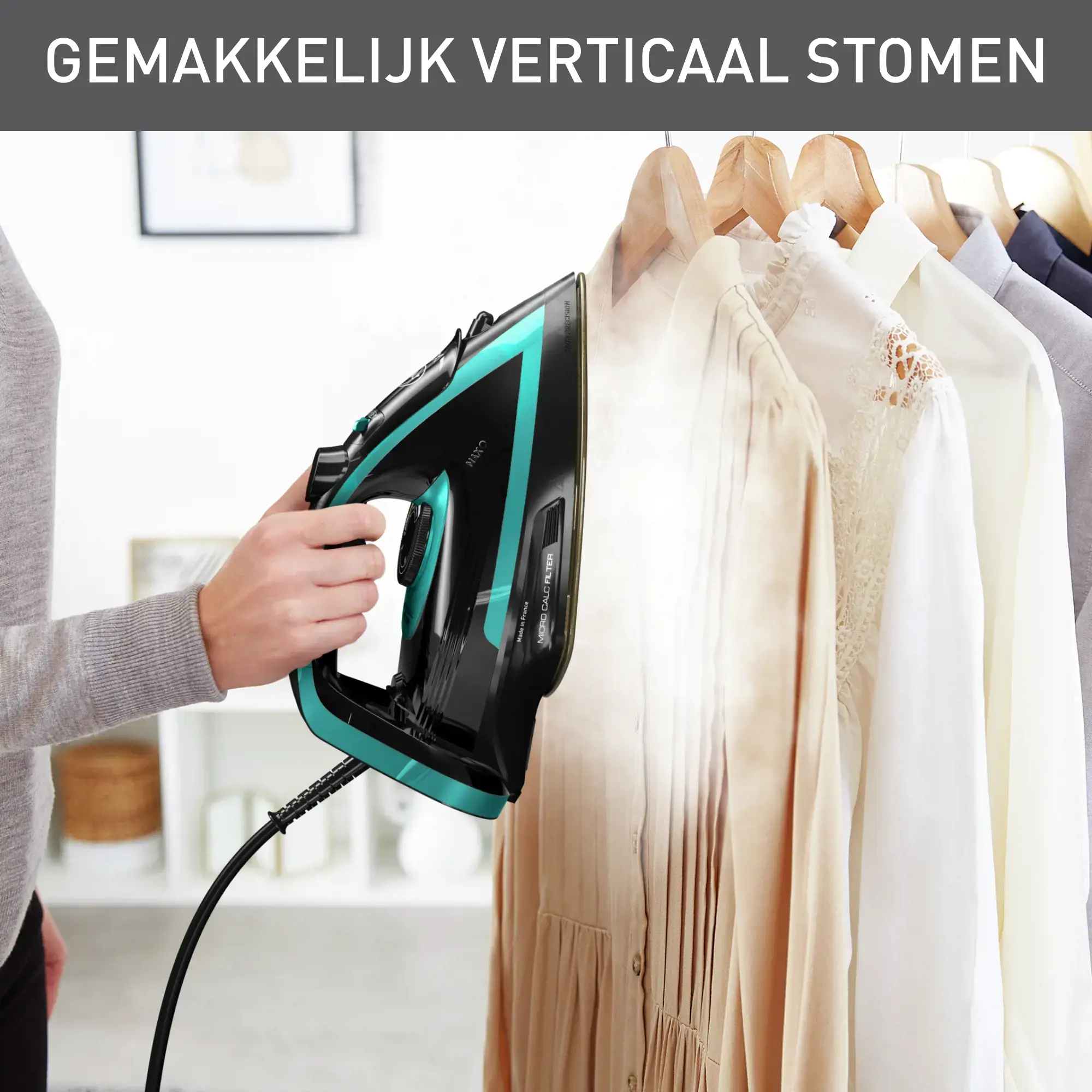 Tefal Puregliss FV8066, Dry & Steam iron, Durilium AirGlide Autoclean soleplate, 2 m, 280 g/min, Black, Blue, 50 g/min