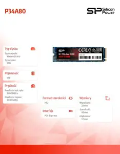 SSD diskas SILICON POWER SP001TBP34A80M28 1024 GB, M.2, PCI Express 3.0