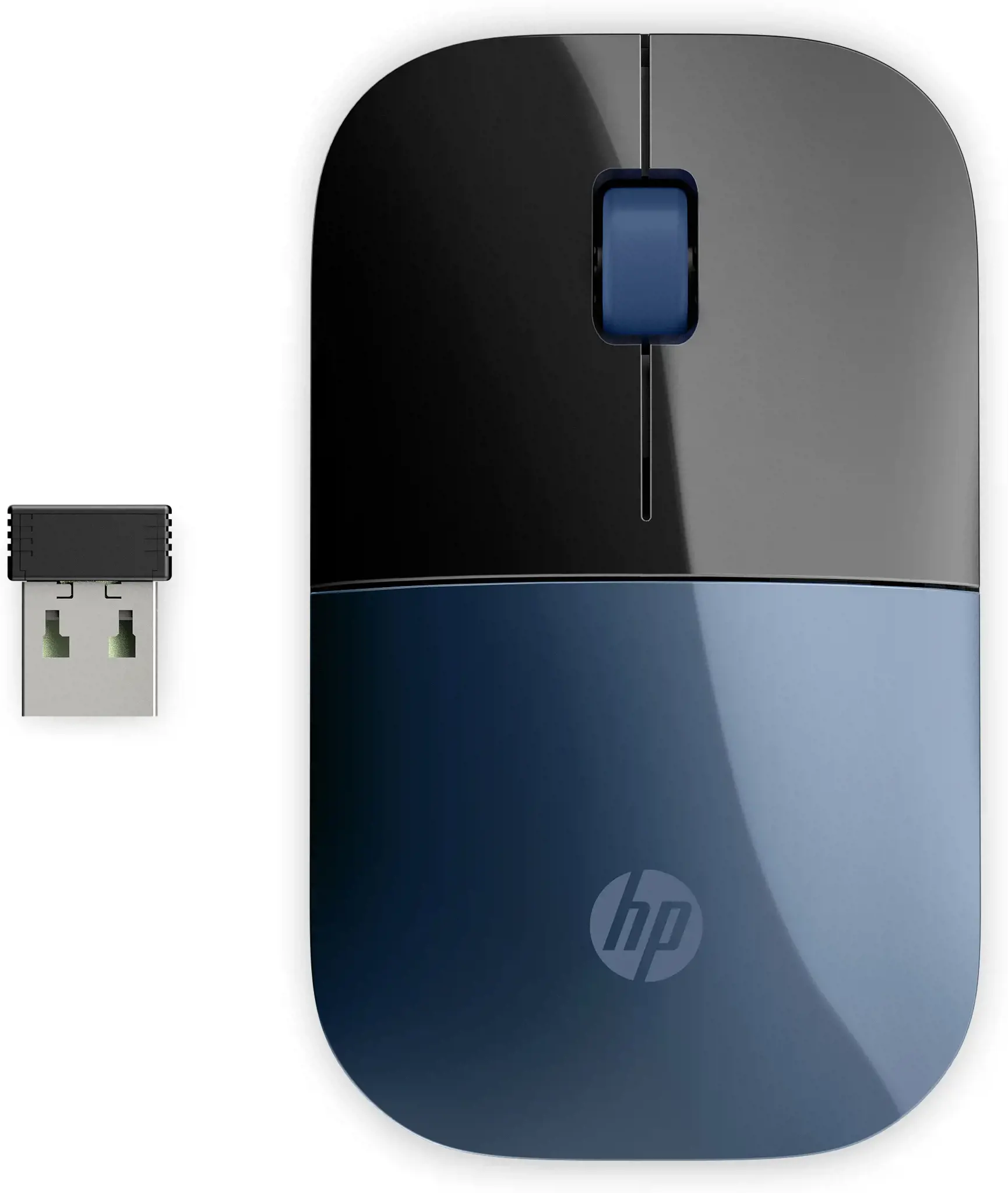 HP belaidė pelė Z3700, dvipusė, mėlynas šviesos diodas, RF belaidė, 1200 DPI, juoda, mėlyna