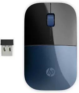 HP belaidė pelė Z3700, dvipusė, mėlynas šviesos diodas, RF belaidė, 1200 DPI, juoda, mėlyna