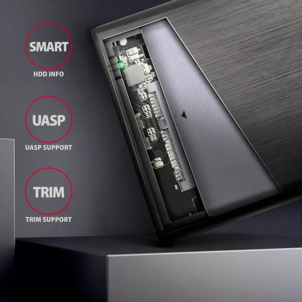 AXAGON EE25-A6C USB-C 3.2 Gen 1 - SATA 6G 2,5" išorinis SCREWLESS ALU RAW langelis BLACK