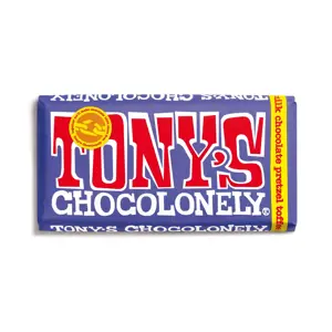 Tamsus šokoladas TONY'S, 42%, su irisu ir riestainių gabaliukais, 180g