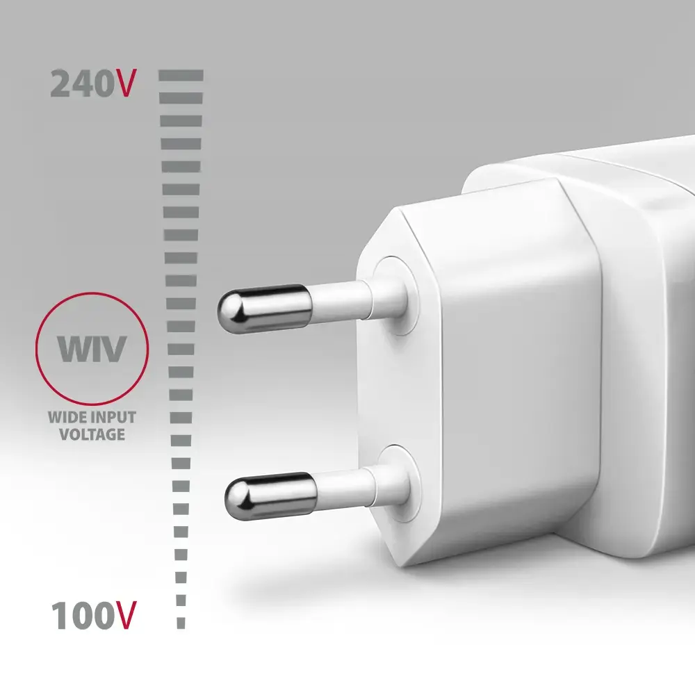 AXAGON ACU-DPQ65W GaN Wall charger, 3x port (USB + dual USB-C), PD3.0/QC4+/PPS/Apple, 65W, white