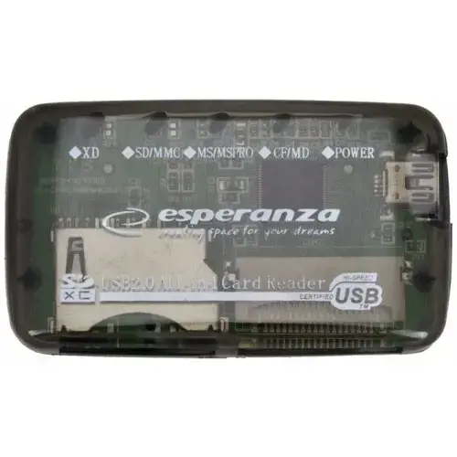 "Esperanza" kortelių skaitytuvas EA117 (išorinis; "Memory Stick Duo", "MicroSD" (per adapterį), MMC, SD, SDHC, SDXC)