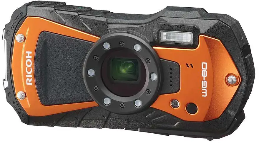 Ricoh WG-80, 16 MP, 4608 x 3456 taškų, CMOS, 5x, Full HD, juoda, oranžinė