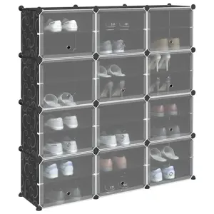 Storage Cube Organizer su 12 kubelių ir durelėmis Black PP