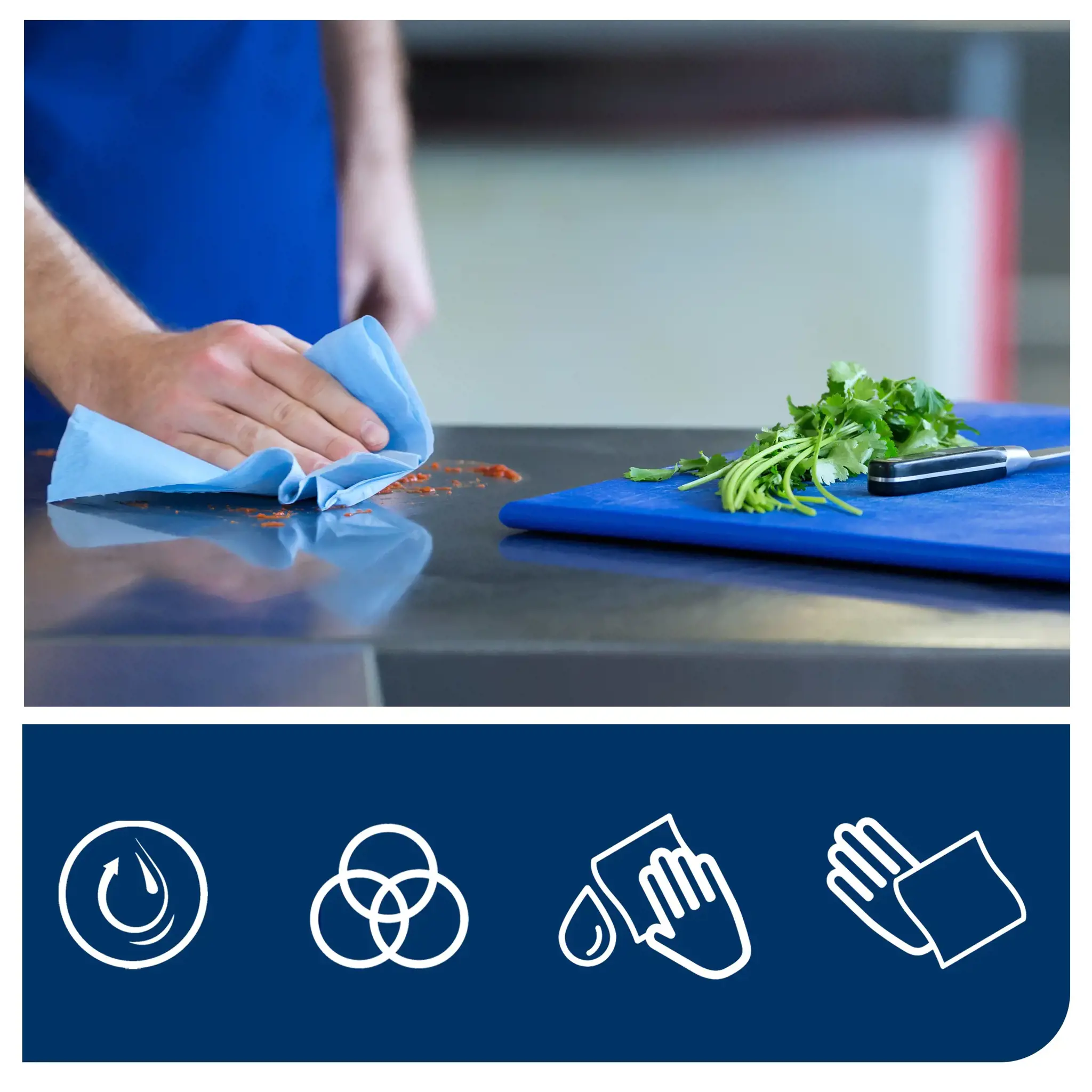 Pramoninis popierius TORK Advanced 420 W1, 130050,  2 sl, 1500 l., 36.9 cm x 510 m, mėlynos spalvos