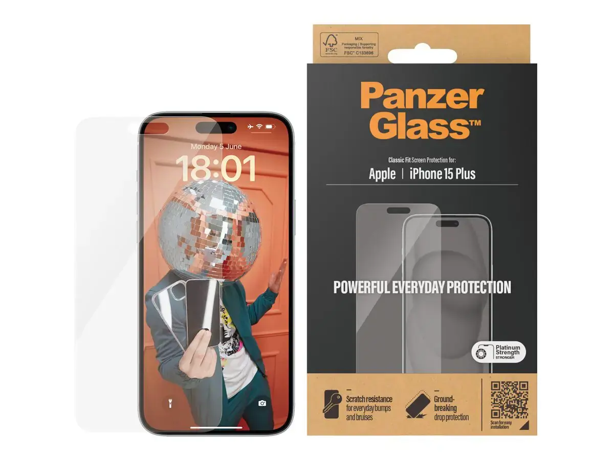 TEMPERED stiklo ekrano apsauga "Apple iPhone 15 Plus" (skaidri)