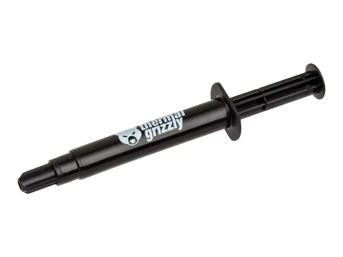 "Thermal Grizzly" šiluminis tepalas "Aeronaut" 1,5ml/3,8g Šilumos laidumas: 8,5 W/mk; šiluminė varža: 0,0129 K/W; elektrinis laidumas*: 0 pS/m; klampumas: 110-160 Pas; temperatūra: -150 °C / +200 °C;