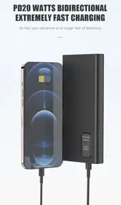 Plokštelės maitinimo bankas 10000mAh PD QC LED, baltos spalvos