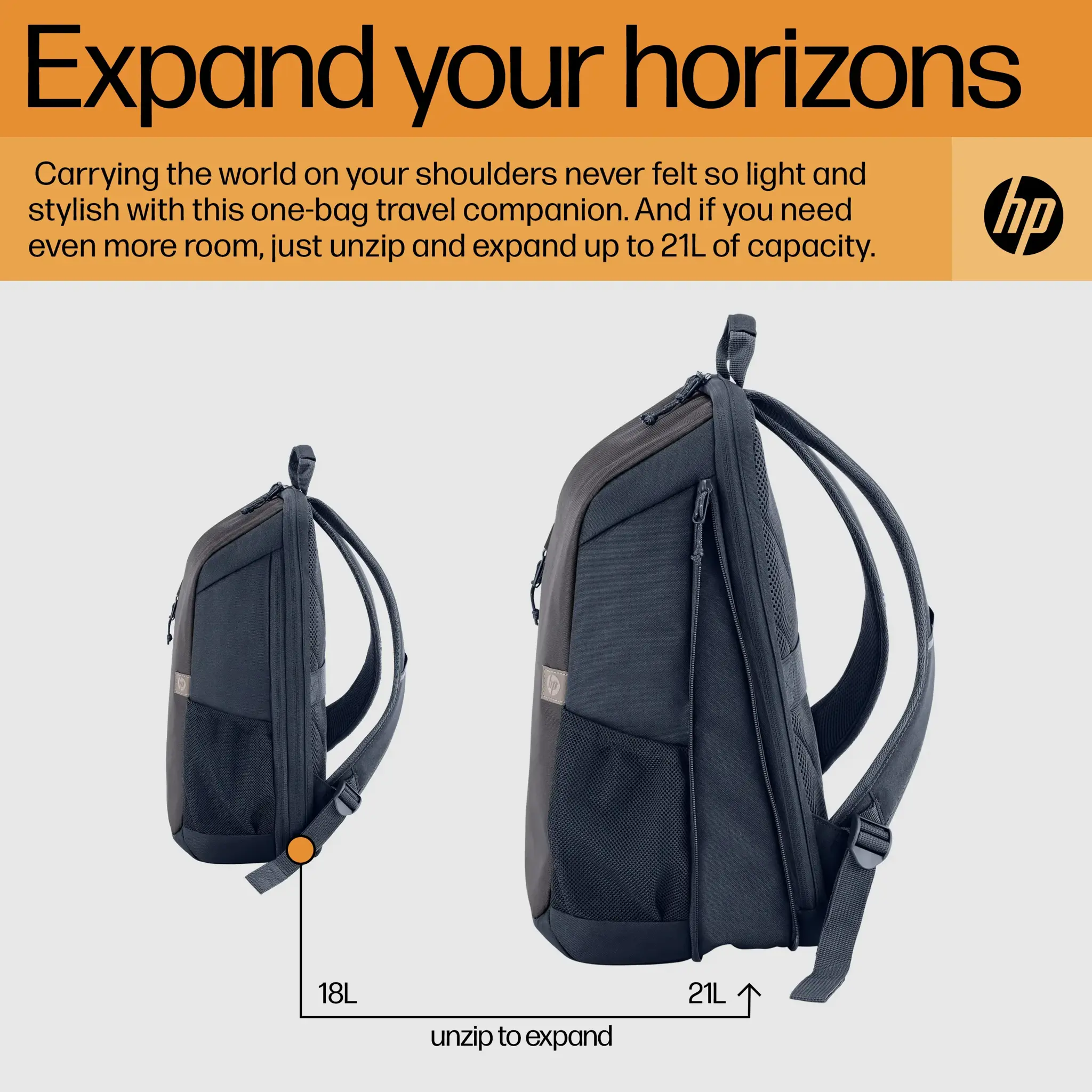 HP Travel 18 Liter 15.6 Iron Grey Laptop Backpack, 39.6 cm (15.6"), Polyester