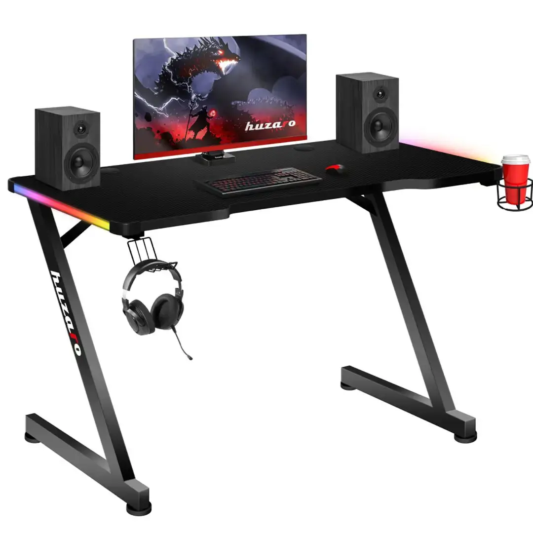 Žaidimų stalas huzaro Hero 2.5 RGB LED, Juoda
