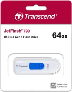 TRANSCEND JetFlash790 64GB USB 3.0, balta