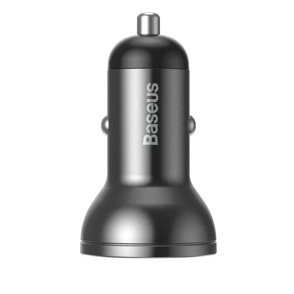 Baseus Digital Display Dual USB 4.8A Car Charger 24W + 3in1 USB - UBS Type C | micro USB | Lightning 1,2m cable black (TZCCBX-0G)