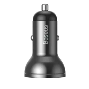 Baseus Digital Display Dual USB 4.8A Car Charger 24W + 3in1 USB - UBS Type C | micro USB | Lightning 1,2m cable black (TZCCBX-0G)
