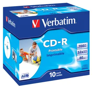VERBATIM rašaliniu spausdintuvu spausdinamas CD-R 80 min. / 700 MB 52x 10 pakuočių korpusas "DataLi…