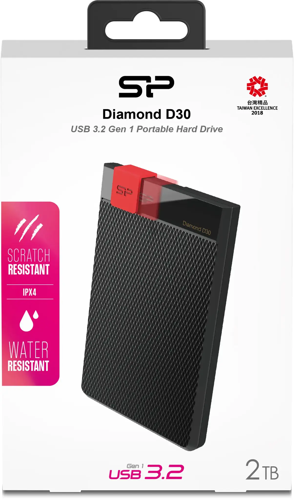 SILICONPOW SP020TBPHDD3SS3K Išorinis kietasis diskas Silicon Power Diamond D30 2TB USB 3.0, itin plonas, 7 mm, IPX4, juodas