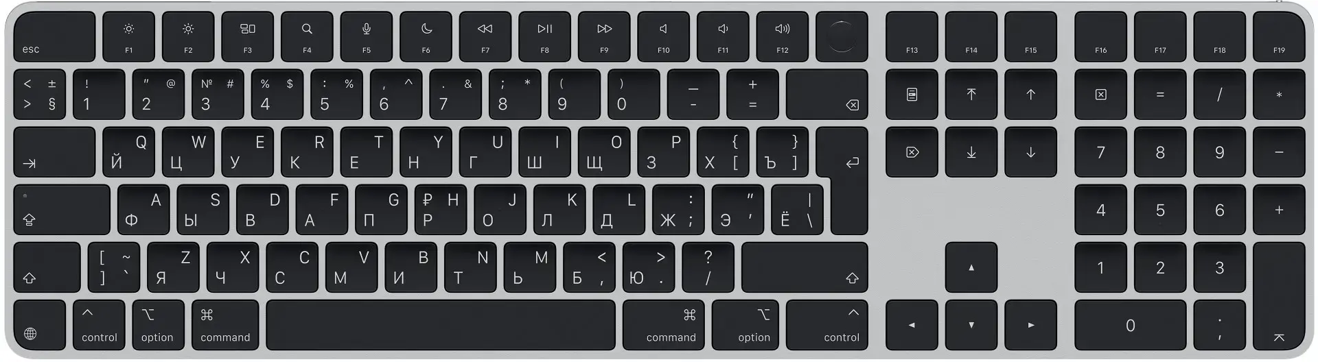 Apple Magic Keyboard with Touch ID and Numeric Keypad for Mac models with Apple silicon - Russian - Black Keys | Apple