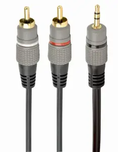 GEMBIRD 3,5 mm stereo kištukas į 2xRCA kištukus 1,5 m ilgio kabelis su paauksuotomis jungtimis