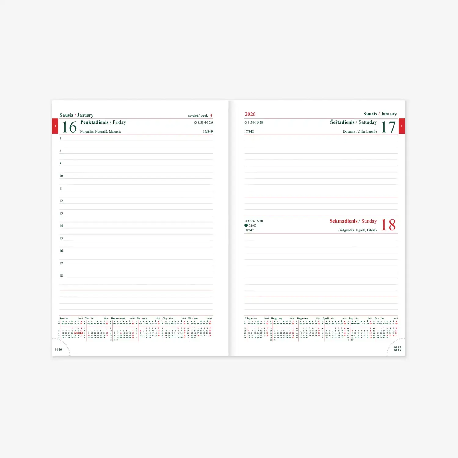 Kalendorius MANAGER Day 2026, A5, PVC, tamsiai mėlyna