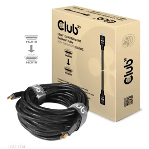 CLUB3D HDMI 2.0 4K60Hz RedMere cable 15m/49.2ft, 15 m, HDMI Type A (Standard), HDMI Type A (Standard), 3D, 18 Gbit/s, Black