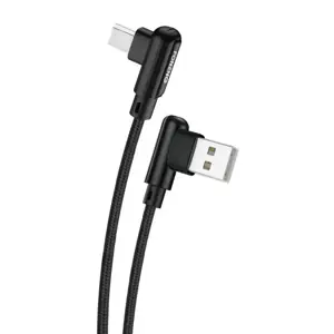 USB-Mikro USB kampinis laidas Foneng X70, 3A, 1 m (juodas)