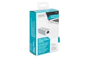 DIGITUS USB 3.0 Typ C Gigabit Ethernet adapterio mikroschemų rinkinys RTL8153 20 cm ilgio kabelis, baltas