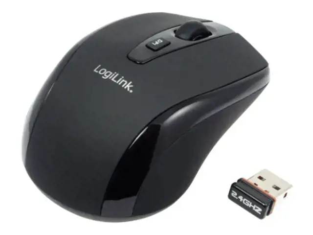 Logilink Maus optisch Funk 2,4 GHz belaidis, juoda, 2,4GH belaidė mini pelė su automatiniu susiejimu