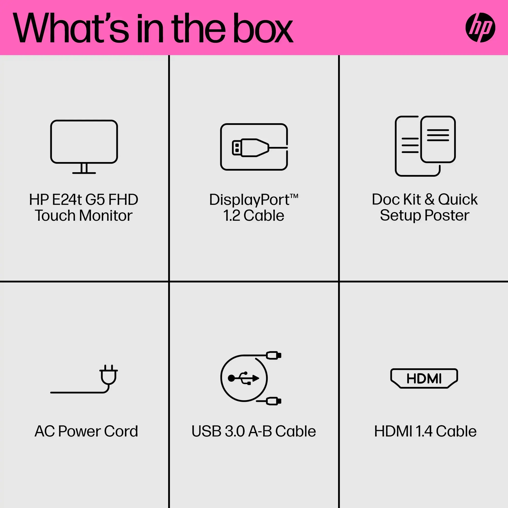 "HP E24t G5" 23,8 colių jutiklinis FHD monitorius 1920x1080 16:09 HDMI DP 3y (LT)