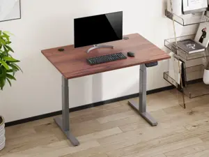 Reguliuojamo aukščio stalas Up Up Thor Pilkas, Stalviršis M Tamsaus riešuto spalvos