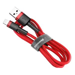 "Baseus Cafule Cable" patvarus nailono kabelis USB / "Lightning" QC3.0 2.4A 0.5M raudonas (raudonas)
