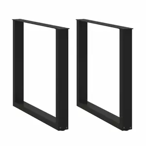 Valgomojo stalo kojelės, 2 vnt., juodos, 90x(72-73) cm, plienas, U formos