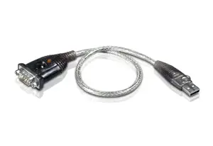 ATEN USB Port - to -Serial Port Converter, Stainless steel, Transparent, Black, 0.35 m, USB Type-A,…