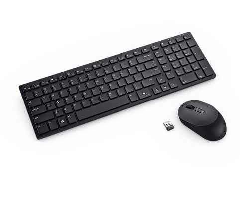 DELL KM555, Wireless, RF Wireless + Bluetooth, Plunger key switch, QWERTY, Black, Mouse included