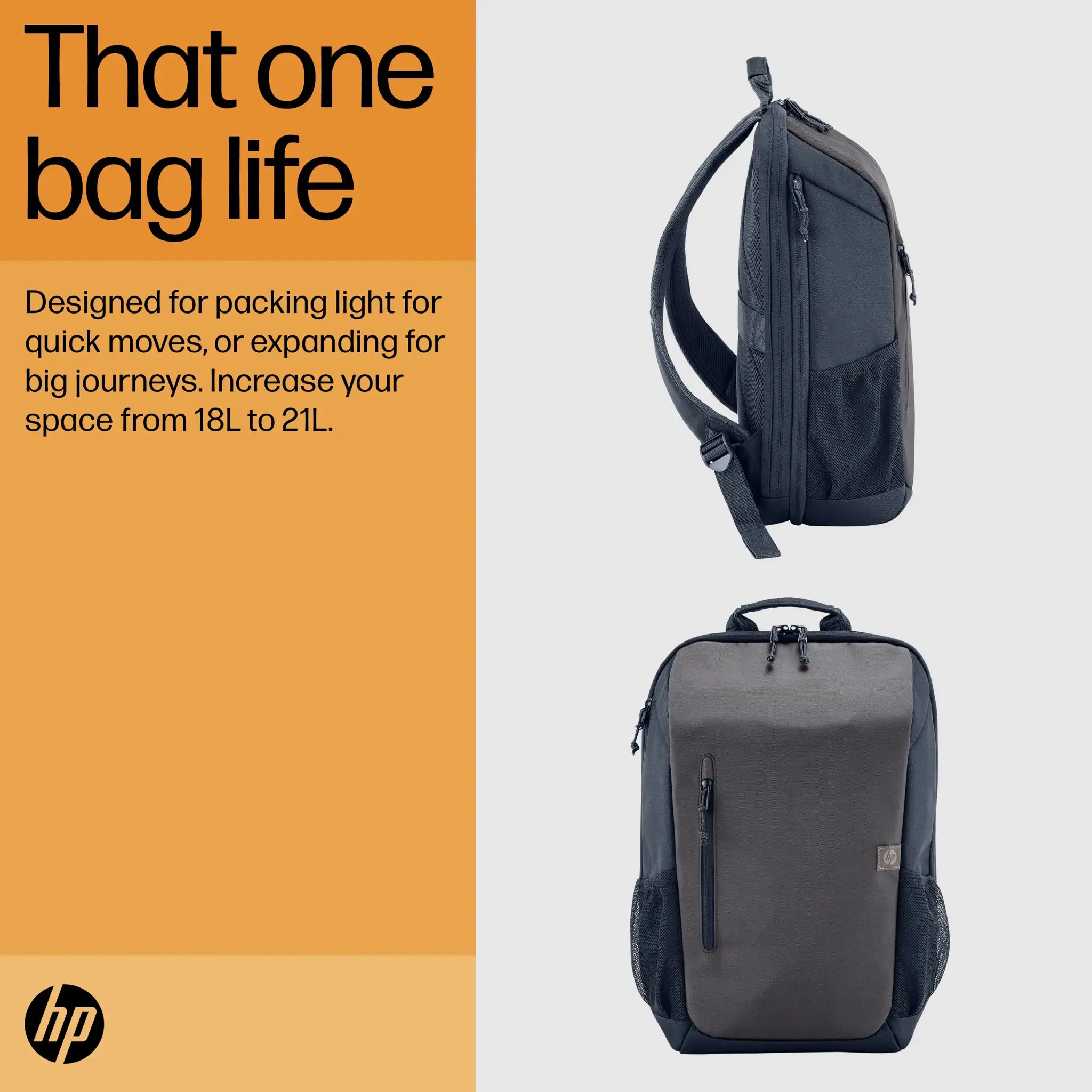 HP Travel 18 Liter 15.6 Iron Grey Laptop Backpack, 39.6 cm (15.6"), Polyester