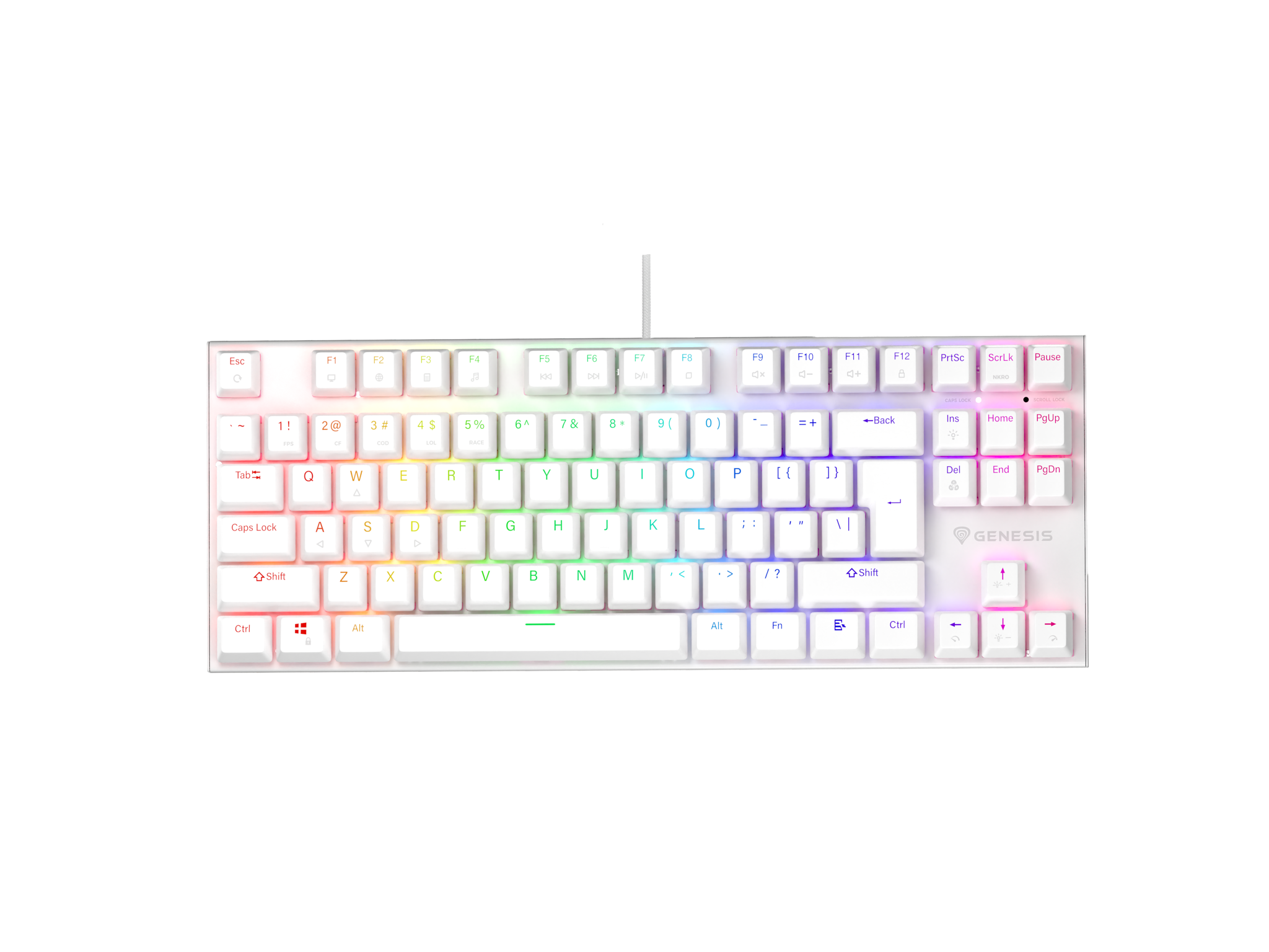 Genesis | THOR 303 | Mechanical Gaming Keyboard | Wired | US | Outemu Peach Silent | White